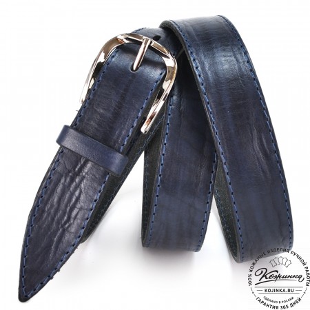 Кожаный ремень "Оникс" (синий)